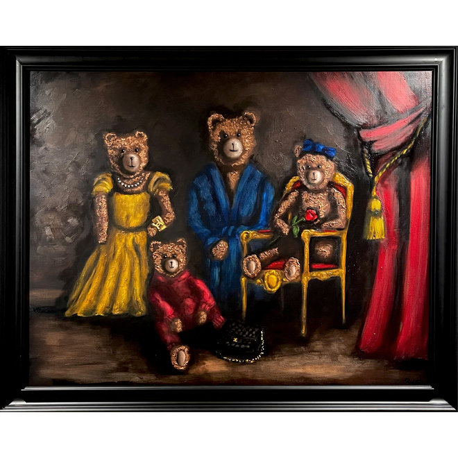 Master Series - 120x150 cm -Sir Bobby de teddybeer - '' Familie portret Lady & Sir Bobby met Junior Bobby's ''