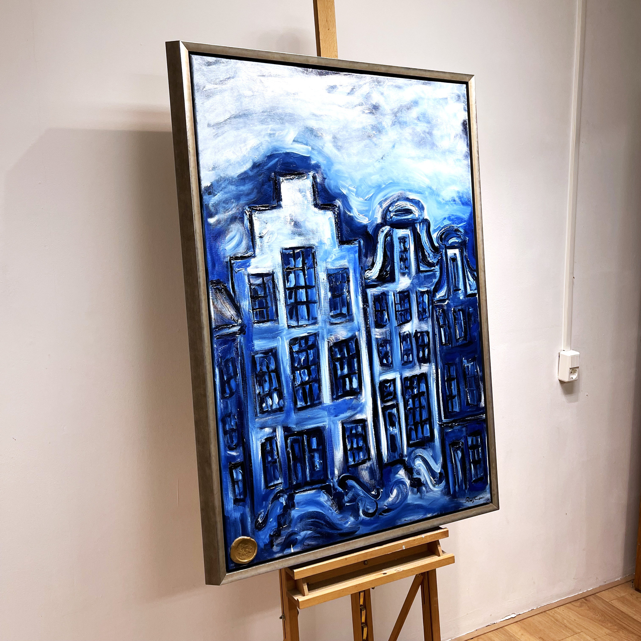 Schilderij -OLIEVERF - Amsterdam Delft blauw - Blockx Blauw - Atelier & Gallery - Rick