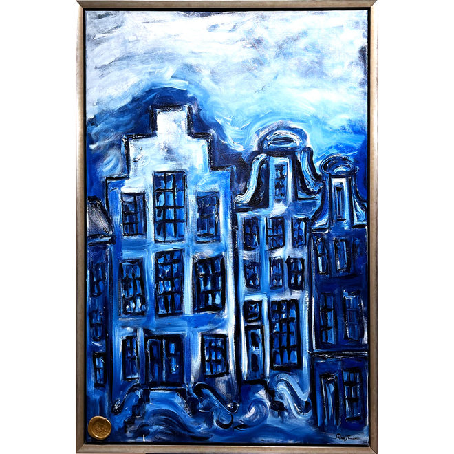 Schilderij-  OLIEVERF - Amsterdam Delft blauw Series - Blockx Blauw & Prussian Blauw