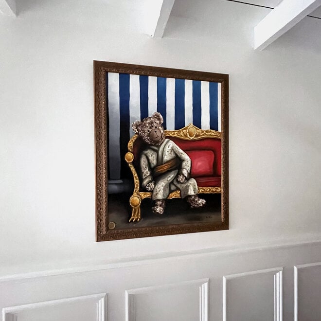 Olieverf schilderij- 80x100 cm -Rick Triest -Sir Bobby de teddybeer -inspired by Breitner - ''Sir.Bobby in kimono''
