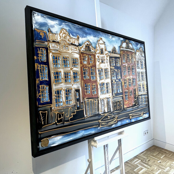 Painting- 100x150cm - Rick Triest - Amsterdam Herengracht -Copper & Gold