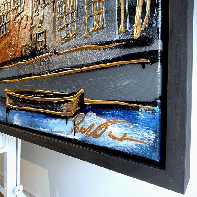 Painting- 100x150cm - Rick Triest - Amsterdam Herengracht -Copper & Gold