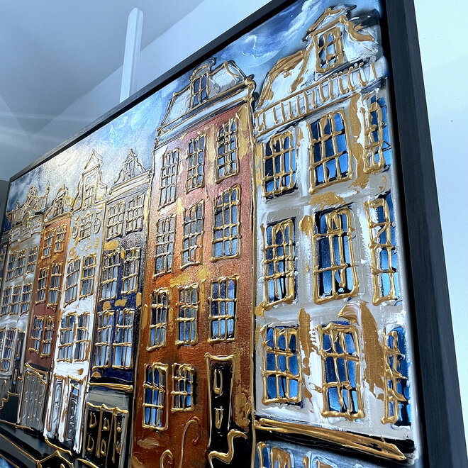 Schilderij- 100x150cm - Rick Triest - Amsterdam Herengracht -Copper & Gold