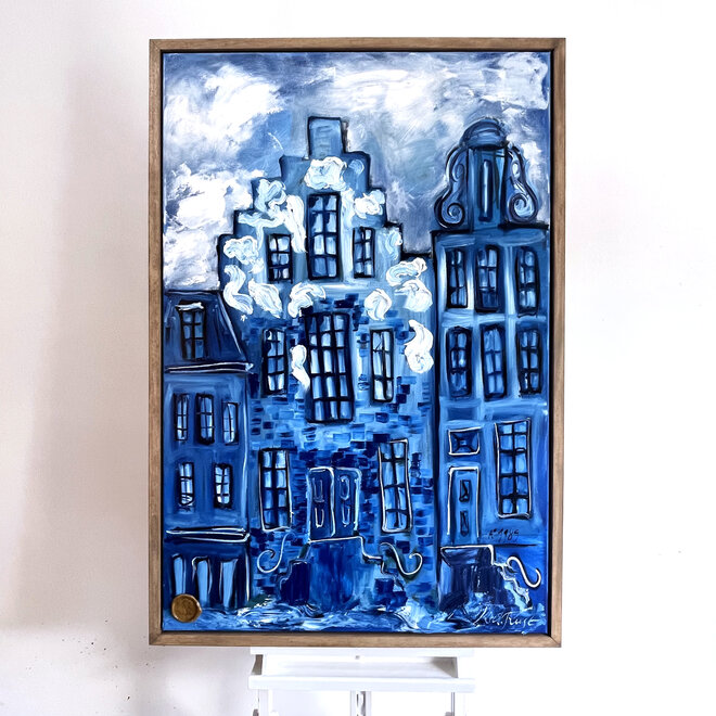 Painting- 80x120 cm -OIL PAINTING -  Amsterdam Delft Blue Series - Blockx Blue & Prussian Blue #1