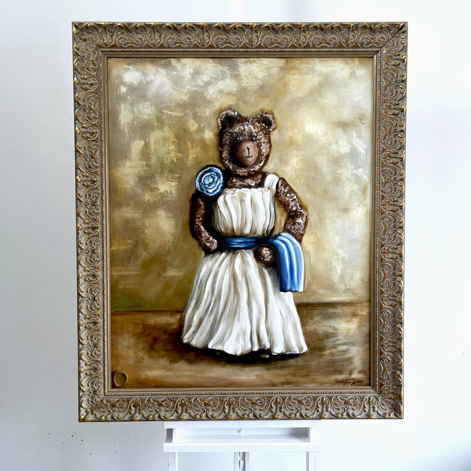 Oil painting - Rick Triest - 80x100 cm - Lady Bobby in tenue de ville