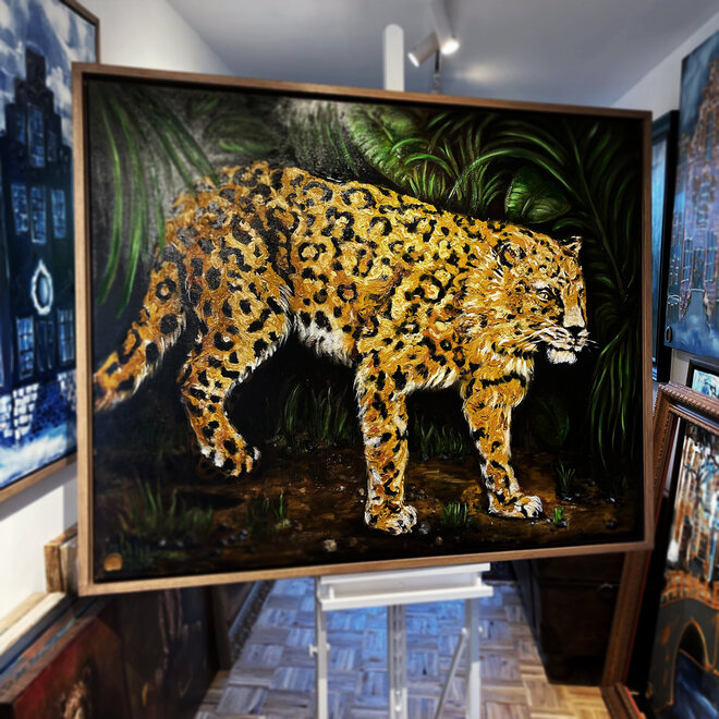 Painting - Master Series - 120x150 cm - Leopard in its habitat.