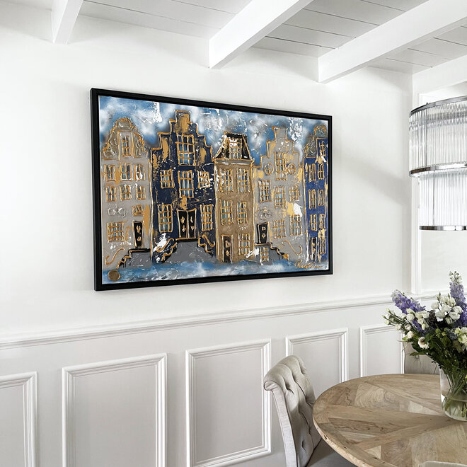 Painting- 100x150cm - Amsterdam Herengracht -Sky Blue & impasto