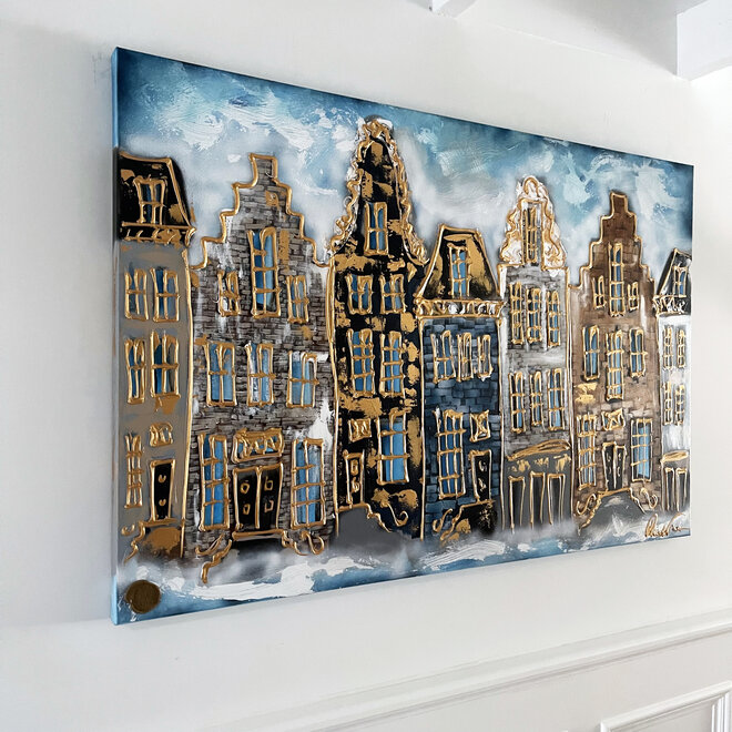 Painting- 100x150cm - Rick Triest - Amsterdam Herengracht -The Blue Mansion