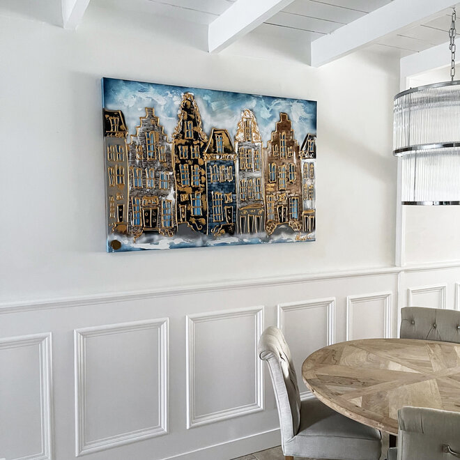 Painting- 100x150cm - Rick Triest - Amsterdam Herengracht -The Blue Mansion