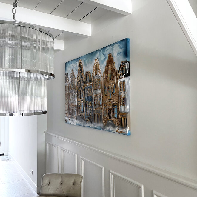 Painting- 100x150cm - Rick Triest - Amsterdam Herengracht -The Blue Mansion