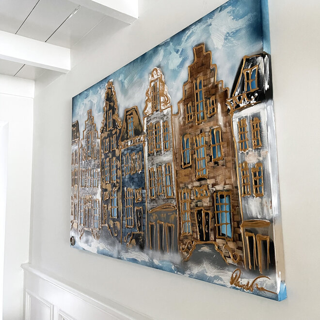 Painting- 100x150cm - Rick Triest - Amsterdam Herengracht -The Blue Mansion