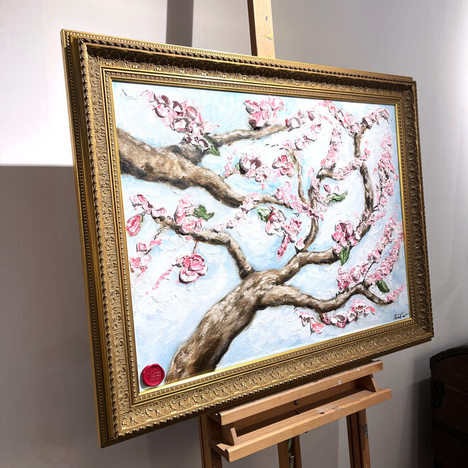 Oil painting including frame - Rick Triest - 60x80 cm - Almond Blossom - #7