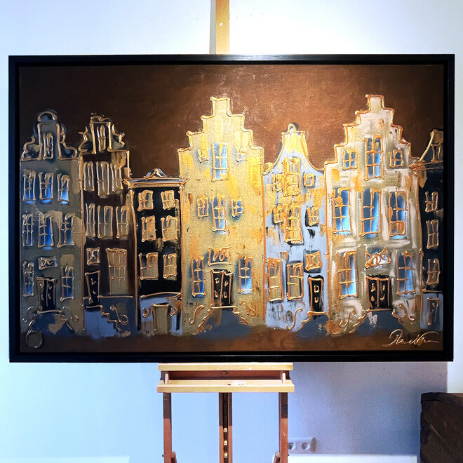 ROEST - Schilderij- 100x150cm - Rick Triest - Amsterdam Herengracht -- Brons & Metaalverf #27