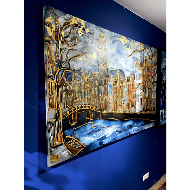 Painting- Rick Triest - 120X180cm - Amsterdam Herengracht - Prussian blue