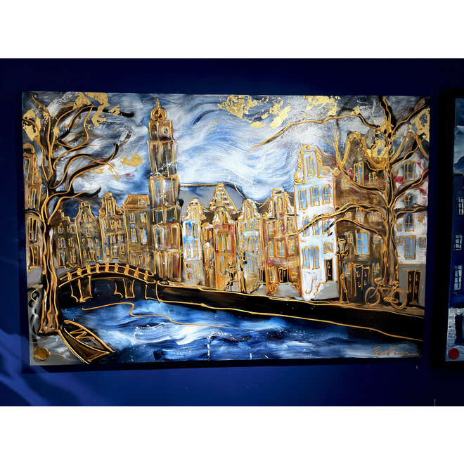 Painting- Rick Triest - 120X180cm - Amsterdam Herengracht - Prussian blue