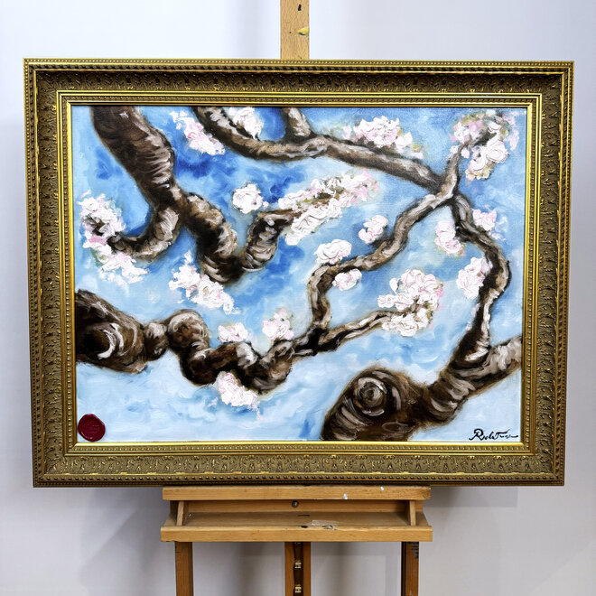 Oil painting including frame - Rick Triest - 60x80 cm - Almond Blossom - #10
