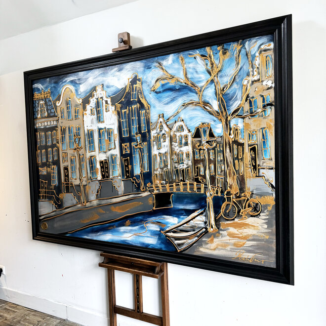 Painting- Rick Triest - 120X180cm - Amsterdam Herengracht - Prussian blue - XL - 2