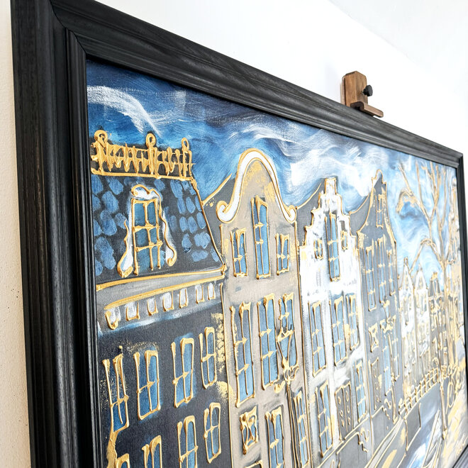 Painting- Rick Triest - 120X180cm - Amsterdam Herengracht - Prussian blue - XL - 2