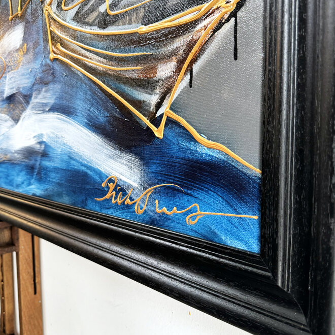 Schilderij- Rick Triest - 120X180cm - Amsterdam Herengracht - Prussian blue - XL