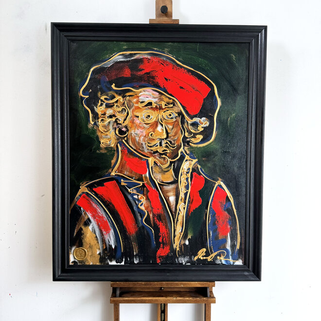 Schilderij- 80x100 cm - Zelfportret van Rembrandt van Rijn door Rick Triest - #5