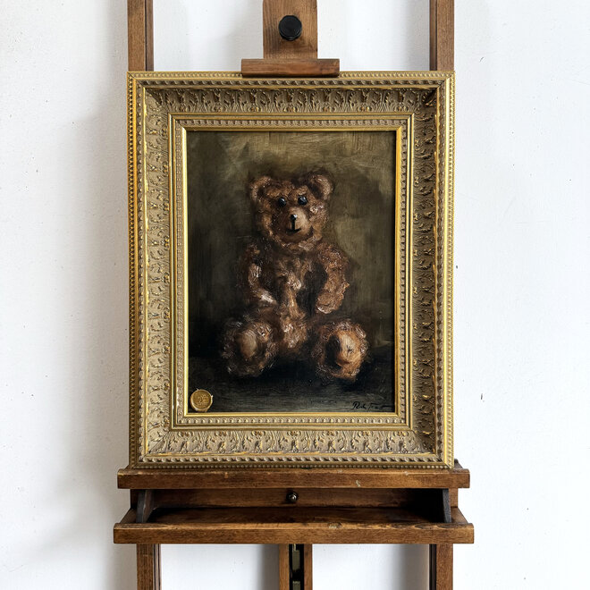 OilPainting - Rick Triest - 30x40 cm - Sir Bobby the Teddybear - Classic Bobby in Vincent's golden frame - #1