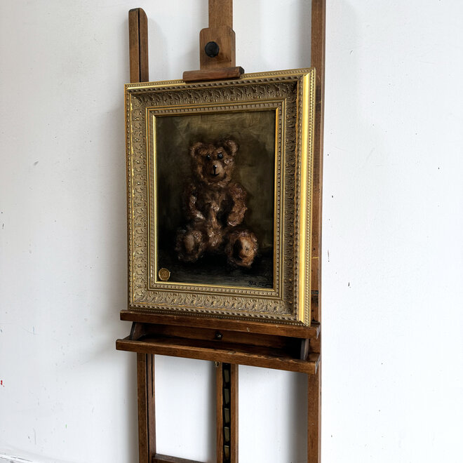 Olieverf schilderij- 30x40 cm -Rick Triest -Sir Bobby de teddybeer - Classic Bobby in Vincent's golden frame - #1