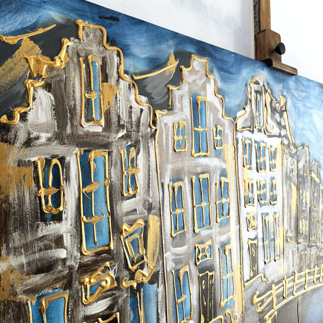 Painting - 100x140 cm - Rick Triest - Amsterdam Herengracht -Prussian Blue & Gold #19