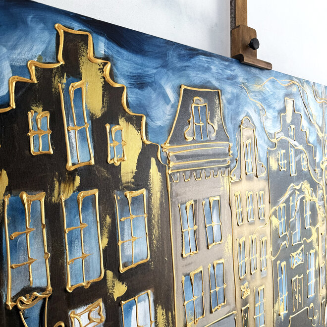 Painting - 100x140 cm - Rick Triest - Amsterdam Herengracht -Prussian Blue & Gold #15