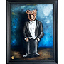 Oil painting - Rick Triest - 80x100 cm - Sir Bobby the Teddybear - Sir Bobby in white tie
