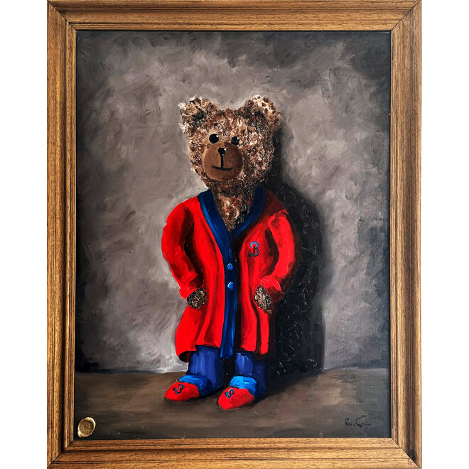 Oil painting - Rick Triest - 80x100 cm - Sir Bobby in red dressing gown