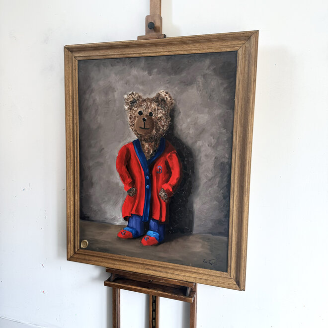 Oil painting - Rick Triest - 80x100 cm - Sir Bobby in red dressing gown