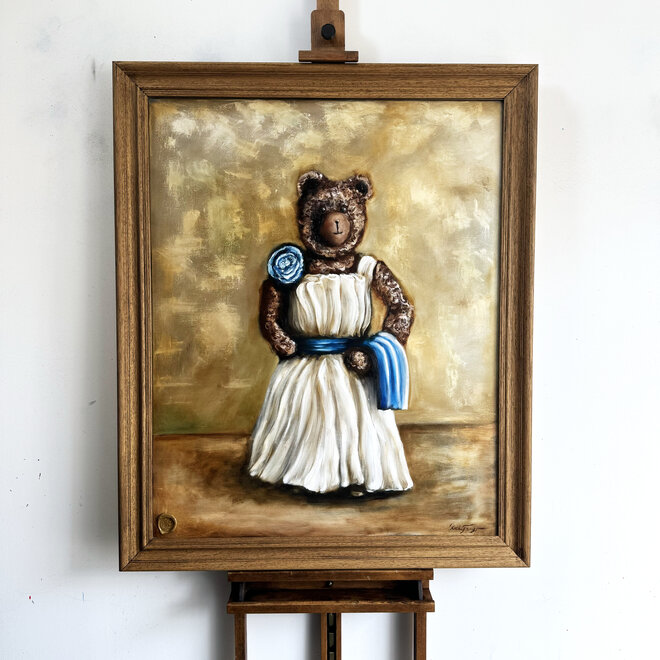 Oil painting - Rick Triest - 80x100 cm - Lady Bobby in tenue de ville