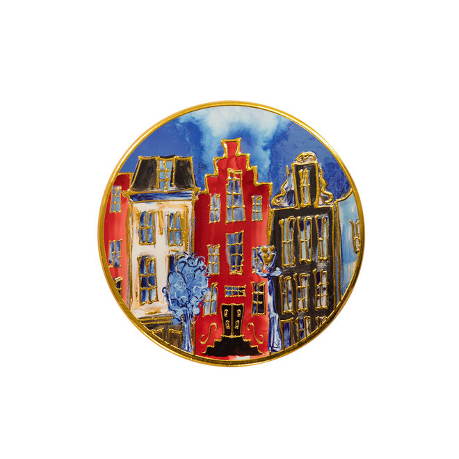 Designed by Rick Triest - Onderzetter Hotplate Canalhouses red D11x1 H11 - Set van 6 stuks