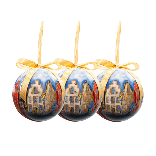 Designed by Rick Triest  TS Collection - Box Kerstbal Canalhouses red D7 H24 - Medium