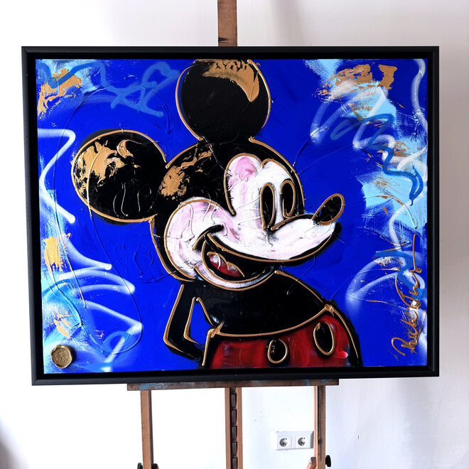 Painting - 80x100 cm -Mickey POP art serie- Yves klein Blue & Gold - #2