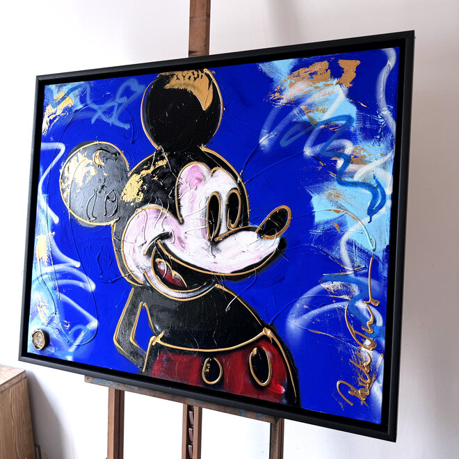 Painting - Rick Triest - 80x100 cm -Mickey POP art serie- Yves klein Blue & Gold - #2