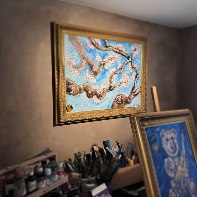 Olieverf schilderij inclusief lijst - Rick Triest - 60x80 cm - Amandelbloesem - #10