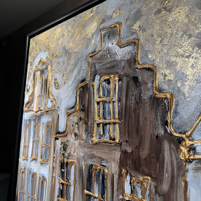 Painting - 100x140 cm - Rick Triest - Amsterdam Herengracht -Umber white Wash & Gold #1