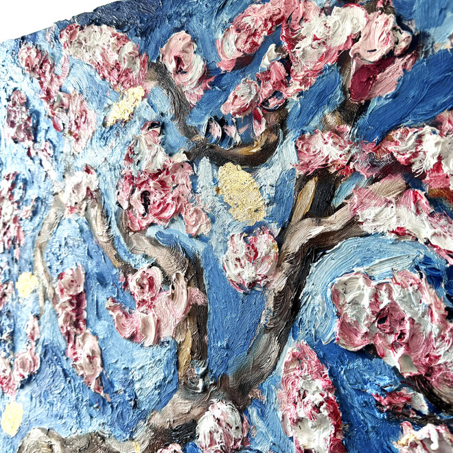 Oil painting- Rick Triest - 80x120 cm - Almond Blossom - Starry Night & pink - 2