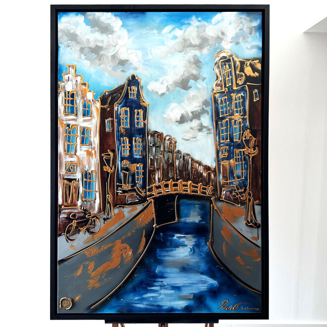 Painting- 100x150cm - Amsterdam Herengracht -Dutch Clouds #1