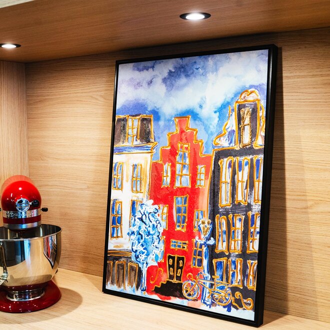 Designed by Rick Triest TS Collection - Schilderij Canalhouses red D50x70 H3 -handpainted replica