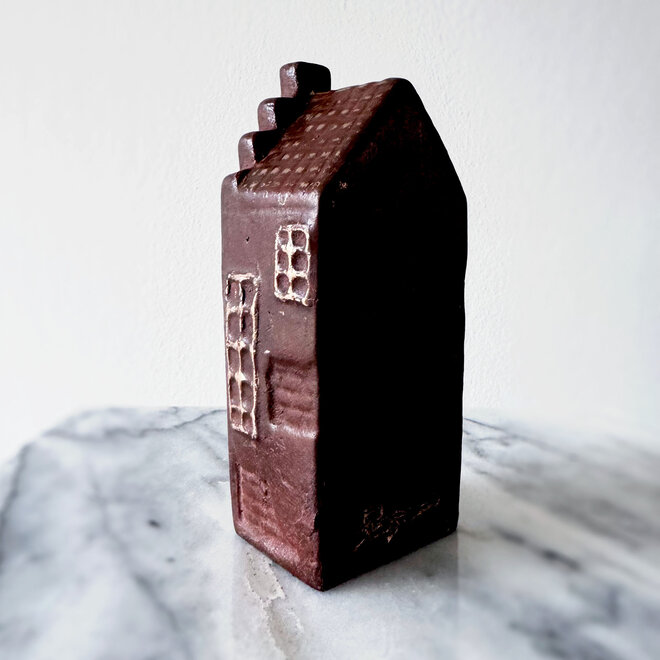 Canalhouses - Rick Triest - Grachtenpand Amsterdam Trapgevel - Brons - 6x5x15 cm - Brickbrown & Gold - Patina