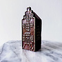 Canalhouses- Rick Triest - Canal House Amsterdam Step Gable - Bronze - 6x5x15 cm - Brickbrown & Gold - Patina