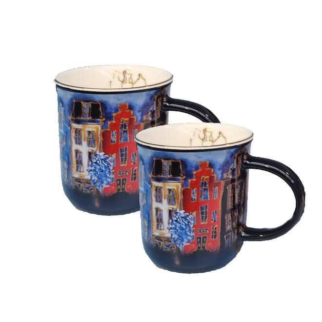 Designed by Rick Triest - Giftbox mok set - Canalhouses red D20x7 H8- espresso - 150 ML