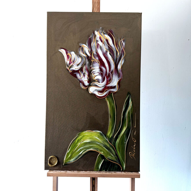 Painting - 60x100 cm -Rick Triest - Tulip mania - Bronze paint - Parrot tulip #5