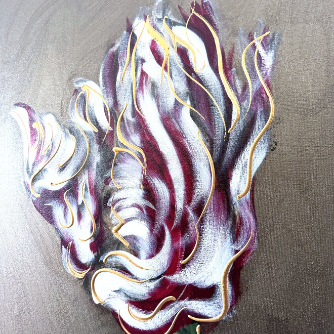 Painting - 60x100 cm -Rick Triest - Tulip mania - Bronze paint - Parrot tulip #5