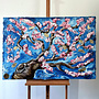 Oil painting- Rick Triest - 80x120 cm - Almond Blossom - Starry Night & pink - 2