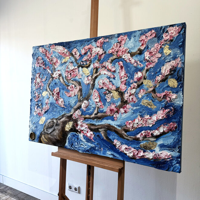 Oil painting- Rick Triest - 80x120 cm - Almond Blossom - Starry Night & pink - 2