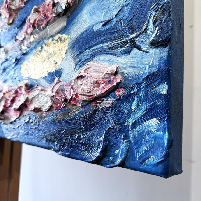 Oil painting- Rick Triest - 80x120 cm - Almond Blossom - Starry Night & pink - 2