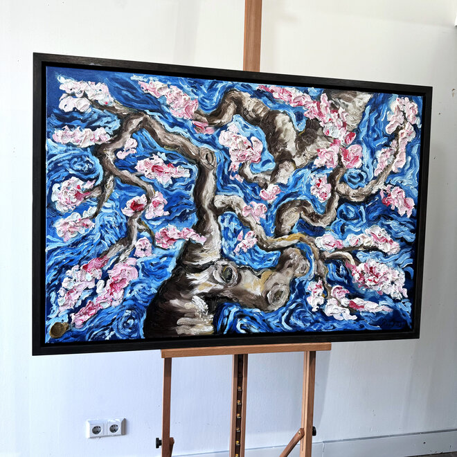 Oil painting- Rick Triest - 80x120 cm - Almond Blossom - Starry Night & pink